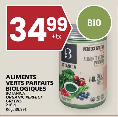 ALIMENTS VERTS PARFAITS BIOLOGIQUES BOTANICA