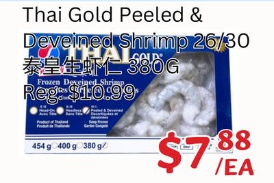 Thai Gold Peeled & Deveined Shrimp 26/30