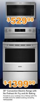 30" Convection Electric Range with No Preheat A…