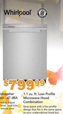 Whirlpool Dishwasher, 47 dBA
