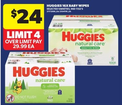 HUGGIES 16X BABY WIPES, 960-1152'S