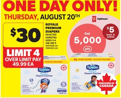 ROYALE PREMIUM DIAPERS, 108-180'S
