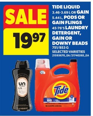 TIDE LIQUID, 3.46-3.69 L OR GAIN, 5.44 L PODS O…