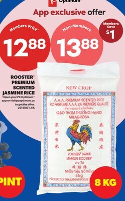 ROOSTER® PREMIUM SCENTED JASMINE RICE, 8 KG