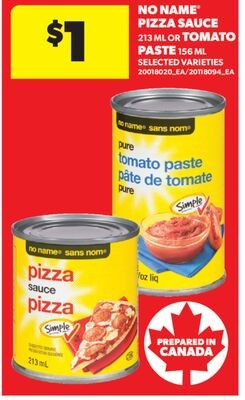NO NAME® PIZZA SAUCE 213 ML OR TOMATO PASTE 156…