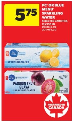 PC® OR BLUE MENU® SPARKLING WATER 12X355 ML
