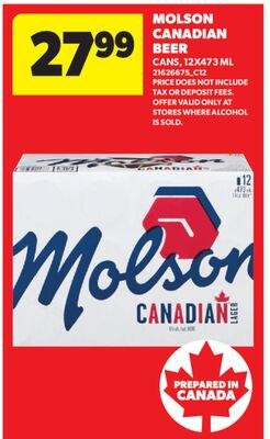 MOLSON CANADIAN BEER, 12X473 ML