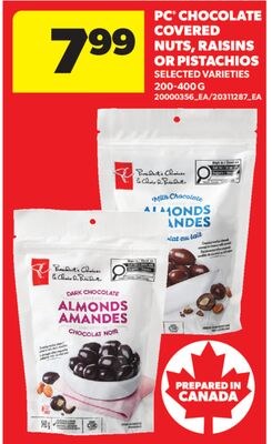 PC CHOCOLATE COVERED NUTS, RAISINS OR PISTACHIO…