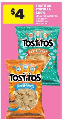 TOSTITOS TORTILLA CHIPS, 210-295 G