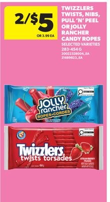 TWIZZLERS TWISTS, NIBS, PULL 'N' PEEL OR JOLLY …