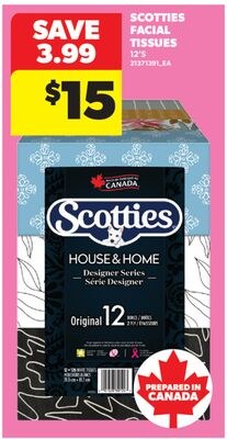 SCOTTIES FACIAL TISSUES, 12'S