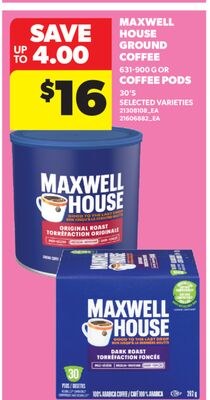 MAXWELL HOUSE GROUND COFFEE, 631-900 G OR COFFE…