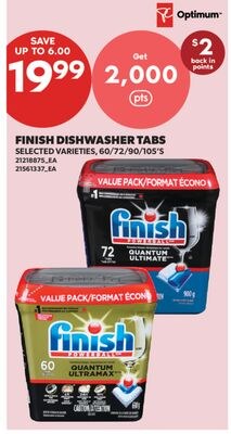 FINISH DISHWASHER TABS, 60/72/90/105'S