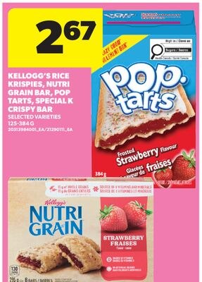 KELLOGG'S RICE KRISPIES, NUTRI GRAIN BAR, POP T…