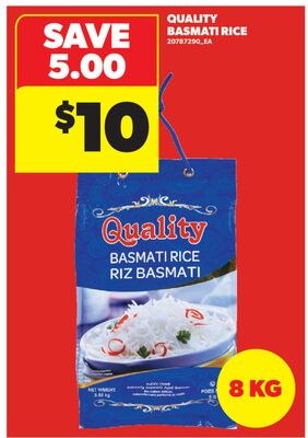QUALITY BASMATI RICE, 8 KG