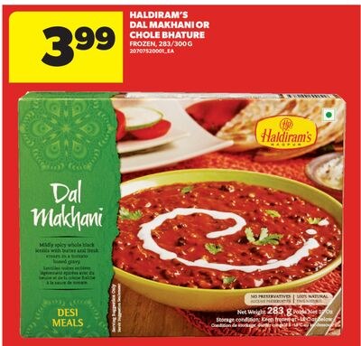 HALDIRAM'S DAL MAKHANI OR CHOLE BHATURE, 283/30…