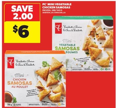 PC MINI VEGETABLE CHICKEN SAMOSAS, 288/345 G
