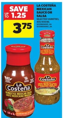 LA COSTEÑA MEXICAN SAUCE OR SALSA, 455/456 ML
