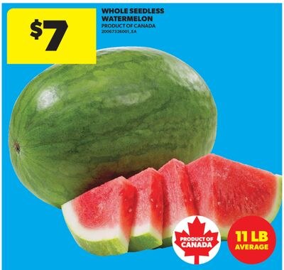 WHOLE SEEDLESS WATERMELON, 11 LB AVERAGE