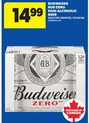 BUDWEISER BUD ZERO NON-ALCOHOLIC BEER, 12X355 ML