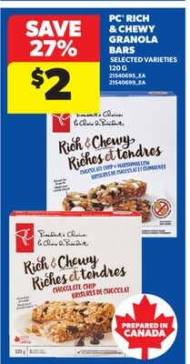 PC® RICH & CHEWY™ GRANOLA BARS, 120 G