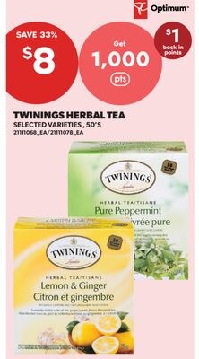 TWININGS HERBAL TEA, 50'S