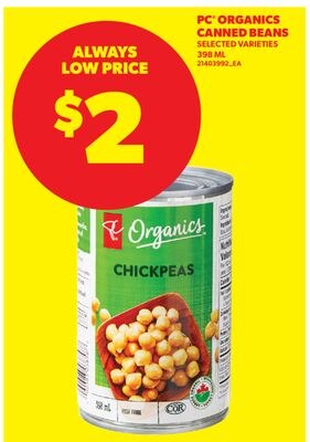PC ORGANICS CANNED BEANS, 398 ML