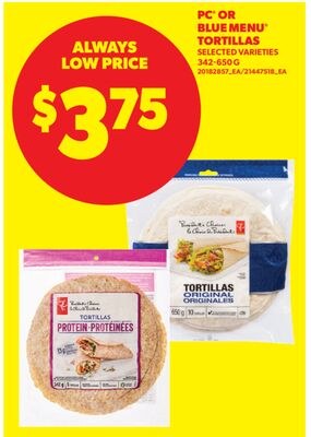 PC® OR BLUE MENU® TORTILLAS, 342-650 G