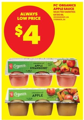PC ORGANICS APPLE SAUCE, 6X100 ML