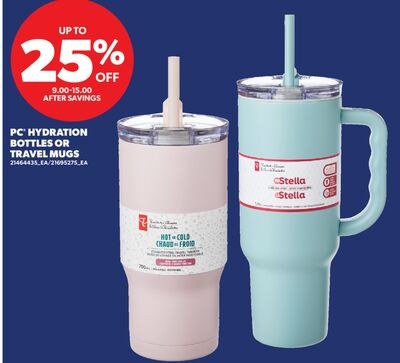 PC® HYDRATION BOTTLES OR TRAVEL MUGS