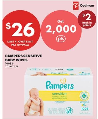 PAMPERS SENSITIVE BABY WIPES, 1008'S