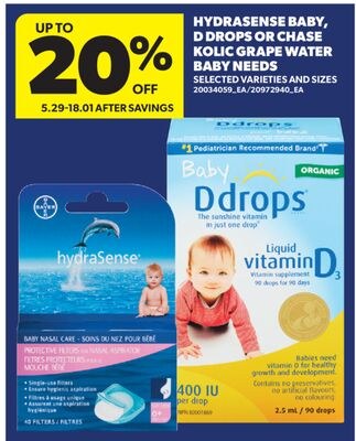 HYDRASENSE BABY, D DROPS OR CHASE KOLIC GRAPE W…