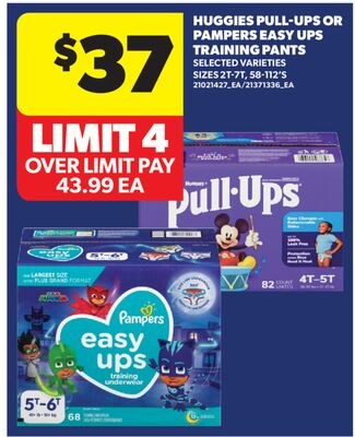 HUGGIES PULL-UPS OR PAMPERS EASY UPS TRAINING P…