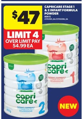 CAPRICARE STAGE 1 & 2 INFANT FORMULA POWDER, 80…