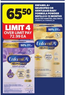 ENFAMIL A+ NEUROPRO OR GENTLEASE BABY FORMULA P…