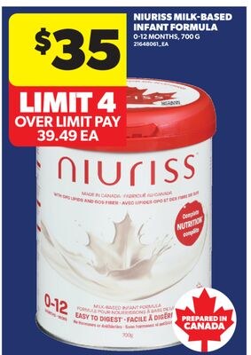 NIURISS MILK-BASED INFANT FORMULA, 700 G