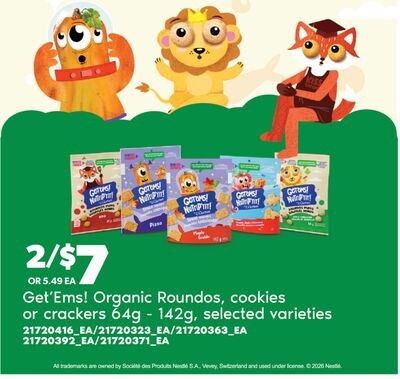 GET'EMS! ORGANIC ROUNDOS, COOKIES OR CRACKERS, …