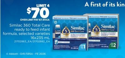 SIMILAC 360 TOTAL CARE READY TO FEED INFANT FOR…
