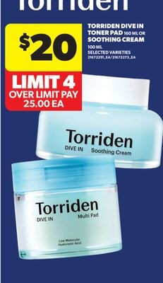 TORRIDEN DIVE IN TONER PAD, 160 ML OR SOOTHING …