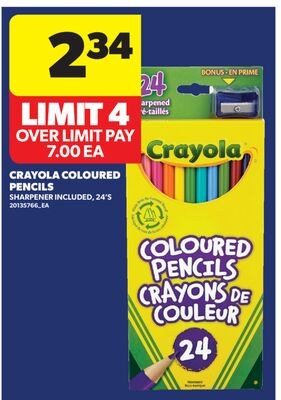 CRAYOLA COLOURED PENCILS, 24'S