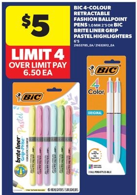 BIC 4-COLOUR RETRACTABLE FASHION BALLPOINT PENS…