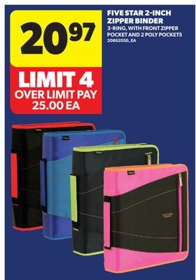 FIVE STAR 2-INCH ZIPPER BINDER