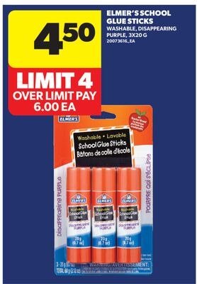 ELMER'S SCHOOL GLUE STICKS, 3X20 G