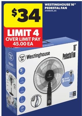 WESTINGHOUSE 16" PEDESTAL FAN