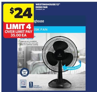 WESTINGHOUSE 12" DESK FAN