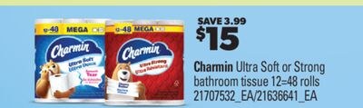 CHARMIN ULTRA SOFT OR STRONG BATHROOM TISSUE, 1…