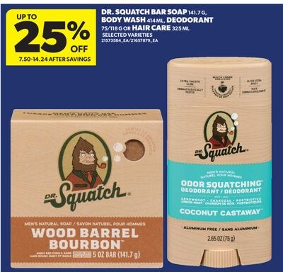 DR. SQUATCH BAR SOAP, 141.7 G, BODY WASH, 414 M…
