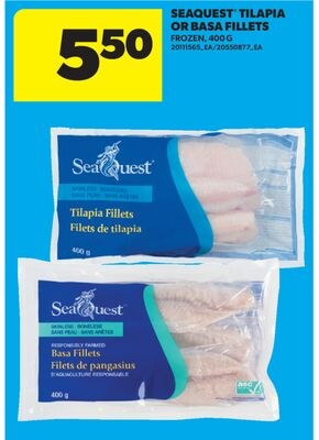 SEAQUEST TILAPIA OR BASA FILLETS, 400 G