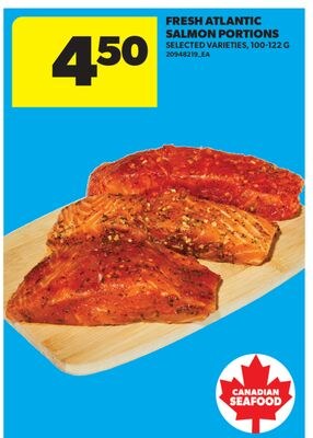 FRESH ATLANTIC SALMON PORTIONS, 100-122 G