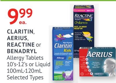 CLARITIN, AERIUS, REACTINE or BENADRYL Allergy …